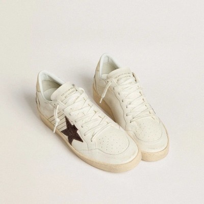 Golden Goose Ball Star With Burgundy Croc-Print Leather Star And Gold Heel Tab Golden Goose Ball Star With Burgundy Croc-Print Leather Star And Gold Heel Tab