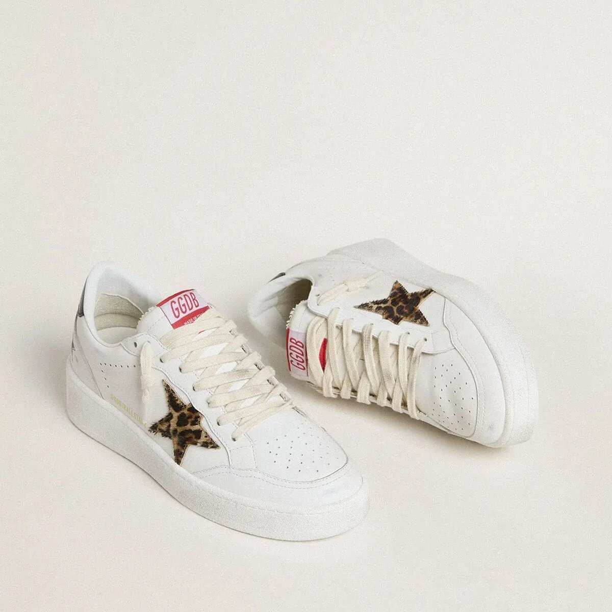 Golden Goose Ball Star With Leopard Pony Skin Star And Black Laminated Leather Heel Tab Golden Goose Ball Star With Leopard Pony Skin Star And Black Laminated Leather Heel Tab