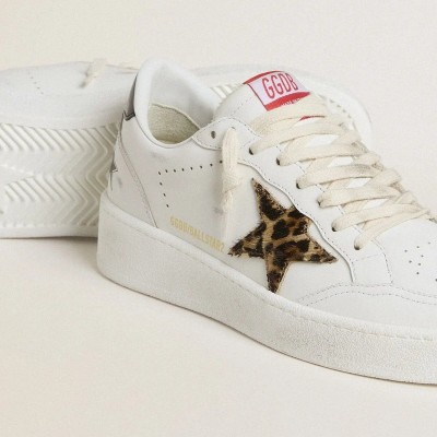 Golden Goose Ball Star With Leopard Pony Skin Star And Black Laminated Leather Heel Tab Golden Goose Ball Star With Leopard Pony Skin Star And Black Laminated Leather Heel Tab