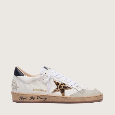 Golden Goose Ball Star With Leopard Print Pony Skin Star And Black Heel Tab Golden Goose Ball Star With Leopard Print Pony Skin Star And Black Heel Tab