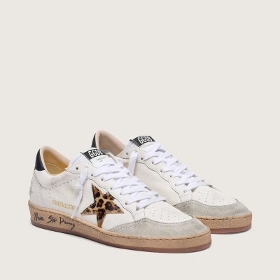 Golden Goose Ball Star With Leopard Print Pony Skin Star And Black Heel Tab Golden Goose Ball Star With Leopard Print Pony Skin Star And Black Heel Tab