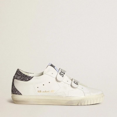 Golden Goose Bio-Based Old School With Perforated Star And Glitter Heel Tab Golden Goose Bio-Based Old School With Perforated Star And Glitter Heel Tab