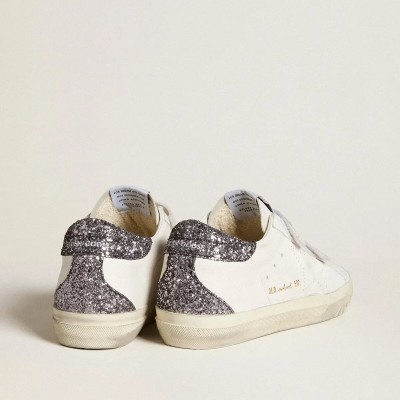Golden Goose Bio-Based Old School With Perforated Star And Glitter Heel Tab Golden Goose Bio-Based Old School With Perforated Star And Glitter Heel Tab