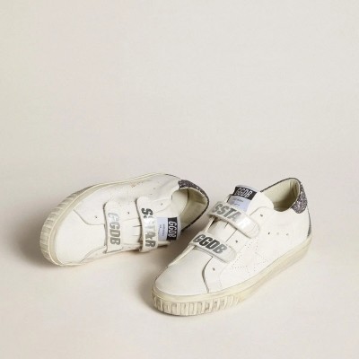 Golden Goose Bio-Based Old School With Perforated Star And Glitter Heel Tab Golden Goose Bio-Based Old School With Perforated Star And Glitter Heel Tab