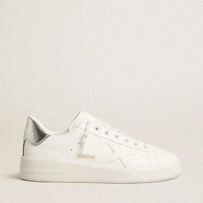 Golden Goose Bio-Based Purestar With White Star And Mirror-Effect Heel Tab Golden Goose Bio-Based Purestar With White Star And Mirror-Effect Heel Tab