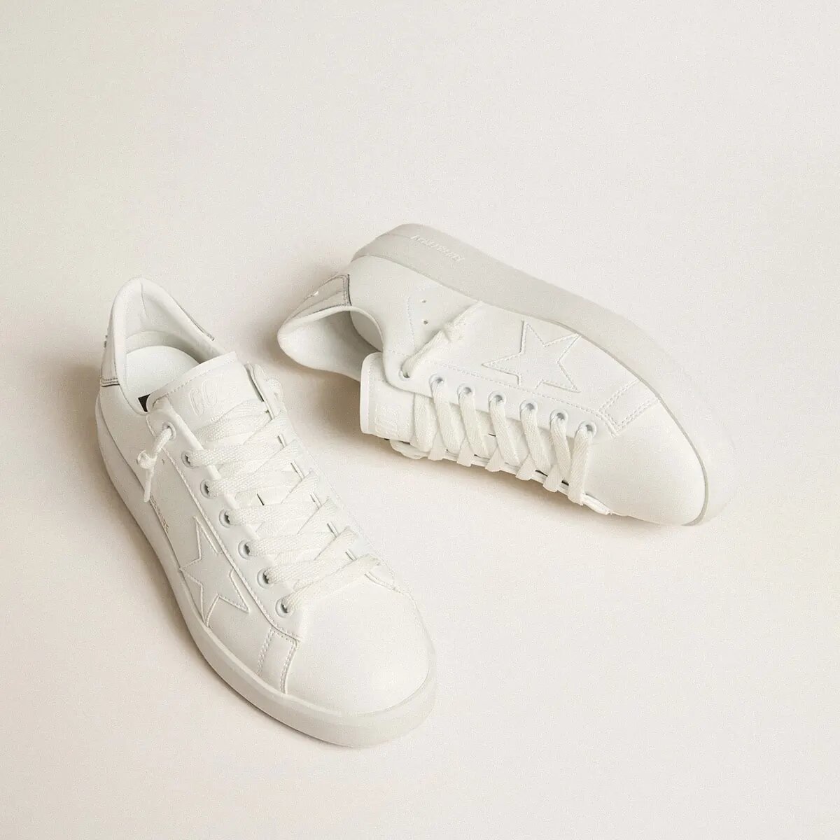Golden Goose Bio-Based Purestar With White Star And Mirror-Effect Heel Tab Golden Goose Bio-Based Purestar With White Star And Mirror-Effect Heel Tab