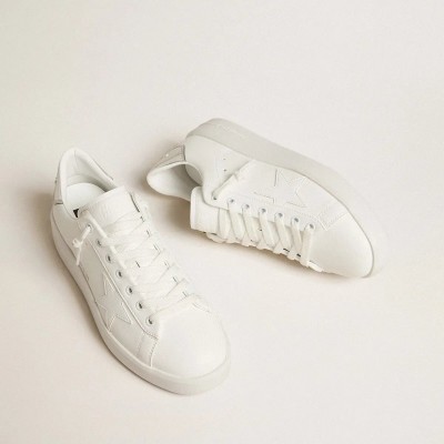 Golden Goose Bio-Based Purestar With White Star And Mirror-Effect Heel Tab Golden Goose Bio-Based Purestar With White Star And Mirror-Effect Heel Tab