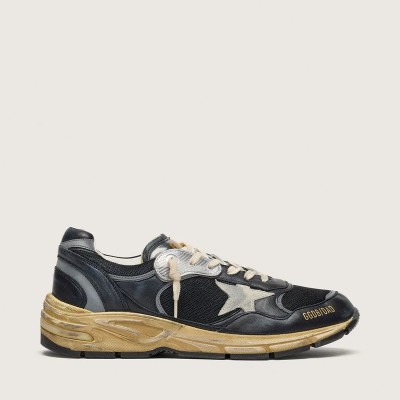 Golden Goose Dad-Star In Black And Silver Mesh And Nappa With Ice-Gray Star Golden Goose Dad-Star In Black And Silver Mesh And Nappa With Ice-Gray Star