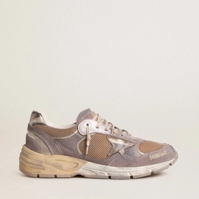 Golden Goose Dad-Star In Lilac Suede And Mesh With Laminated Leather Star And Heel Tab Golden Goose Dad-Star In Lilac Suede And Mesh With Laminated Leather Star And Heel Tab