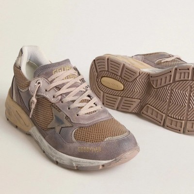 Golden Goose Dad-Star In Lilac Suede And Mesh With Laminated Leather Star And Heel Tab Golden Goose Dad-Star In Lilac Suede And Mesh With Laminated Leather Star And Heel Tab