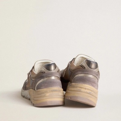 Golden Goose Dad-Star In Lilac Suede And Mesh With Laminated Leather Star And Heel Tab Golden Goose Dad-Star In Lilac Suede And Mesh With Laminated Leather Star And Heel Tab