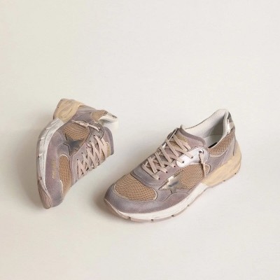 Golden Goose Dad-Star In Lilac Suede And Mesh With Laminated Leather Star And Heel Tab Golden Goose Dad-Star In Lilac Suede And Mesh With Laminated Leather Star And Heel Tab