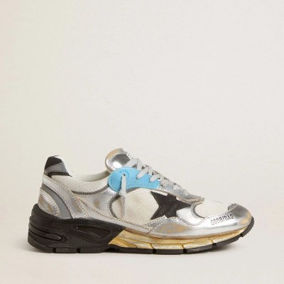 Golden Goose Dad-Star In Mesh And Silver Foiled Leather With Black Suede Star Golden Goose Dad-Star In Mesh And Silver Foiled Leather With Black Suede Star