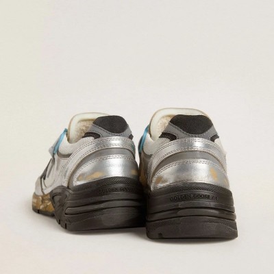 Golden Goose Dad-Star In Mesh And Silver Foiled Leather With Black Suede Star Golden Goose Dad-Star In Mesh And Silver Foiled Leather With Black Suede Star