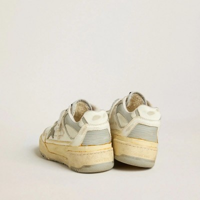 Golden Goose Forty2 In White Leather With Laces With Swarovski Crystals And Gray Tpu Star