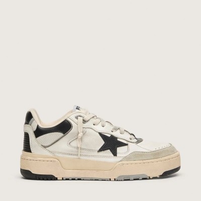 Golden Goose Forty2 With Black Star And Black Leather Heel Tab Golden Goose Forty2 With Black Star And Black Leather Heel Tab