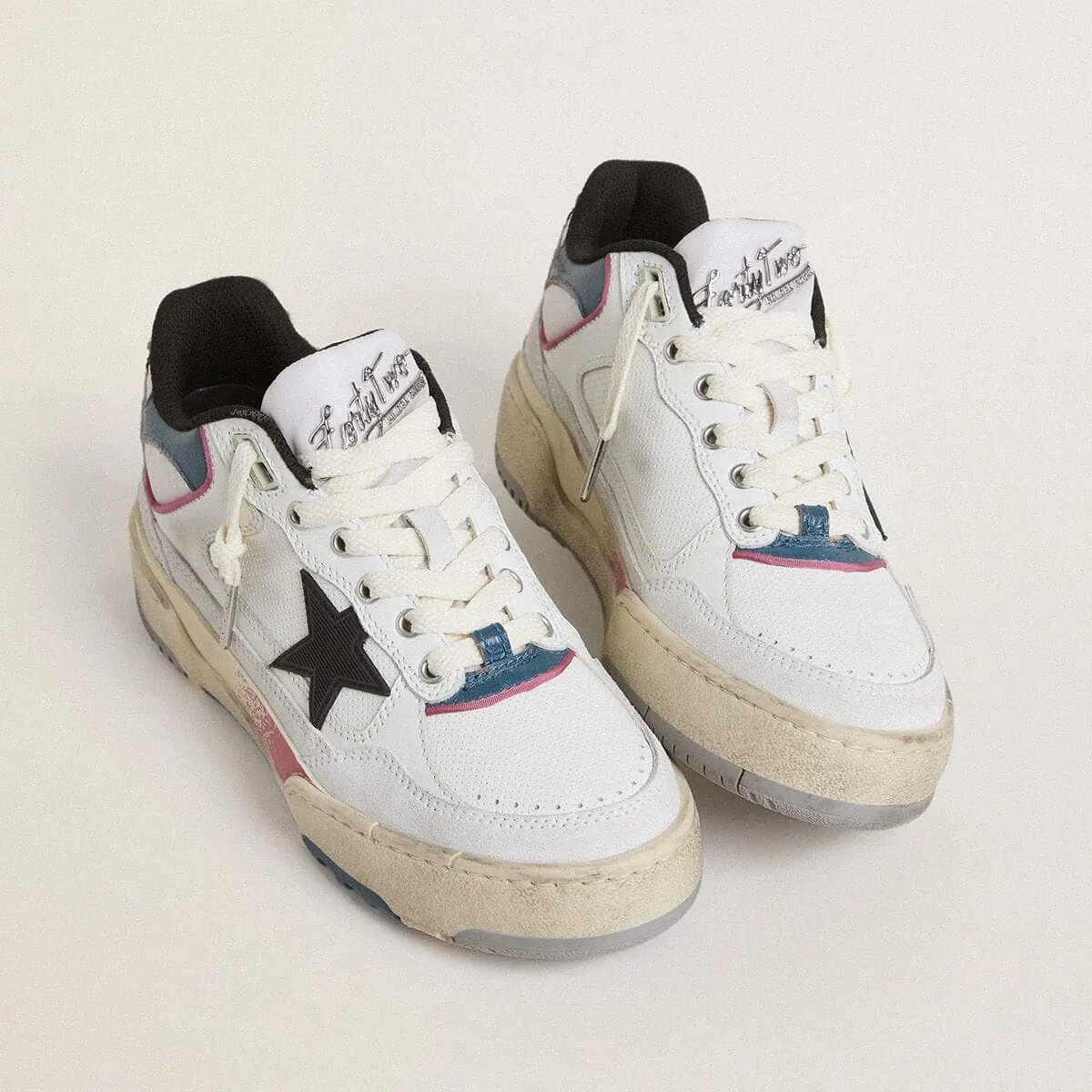 Golden Goose Forty2 With Black Star And Silver Foiled Leather Heel Tab Golden Goose Forty2 With Black Star And Silver Foiled Leather Heel Tab