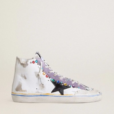Golden Goose Francy Penstar Lab With Black Leather Star And Multicolor Studs Golden Goose Francy Penstar Lab With Black Leather Star And Multicolor Studs