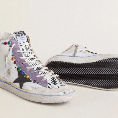Golden Goose Francy Penstar Lab With Black Leather Star And Multicolor Studs Golden Goose Francy Penstar Lab With Black Leather Star And Multicolor Studs