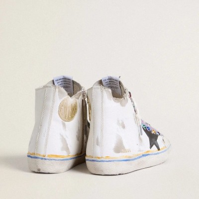 Golden Goose Francy Penstar Lab With Black Leather Star And Multicolor Studs Golden Goose Francy Penstar Lab With Black Leather Star And Multicolor Studs