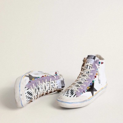Golden Goose Francy Penstar Lab With Black Leather Star And Multicolor Studs Golden Goose Francy Penstar Lab With Black Leather Star And Multicolor Studs
