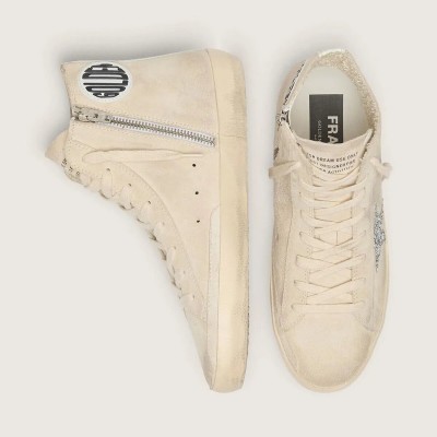 Golden Goose Francy In Beige Suede With Silver Glitter Star Golden Goose Francy In Beige Suede With Silver Glitter Star