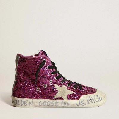 Golden Goose Francy Sneakers With Sequins And Handwritten Lettering On The Outsole