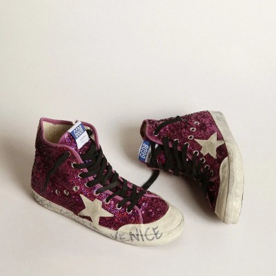 Golden Goose Francy Sneakers With Sequins And Handwritten Lettering On The Outsole Golden Goose Francy Sneakers With Sequins And Handwritten Lettering On The Outsole