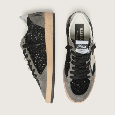 Golden Goose Gray And Black Ball Star Ltd In Glitter With Skins Golden Goose Gray And Black Ball Star Ltd In Glitter With Skins