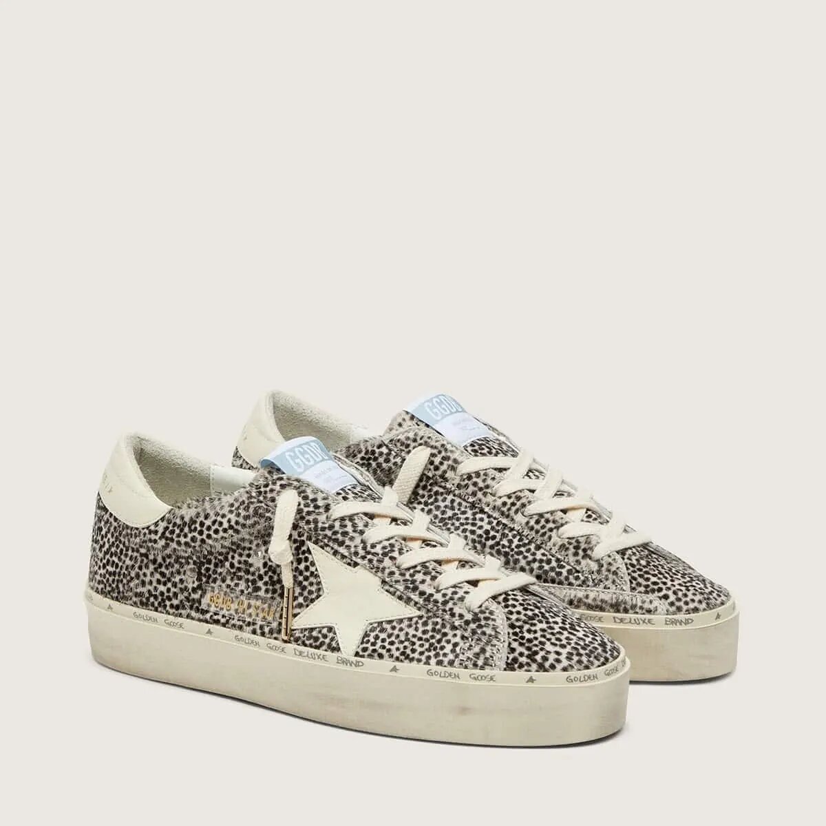 Golden Goose Hi Star In Black And White Pony Skin With White Leather Star Golden Goose Hi Star In Black And White Pony Skin With White Leather Star