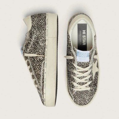 Golden Goose Hi Star In Black And White Pony Skin With White Leather Star Golden Goose Hi Star In Black And White Pony Skin With White Leather Star