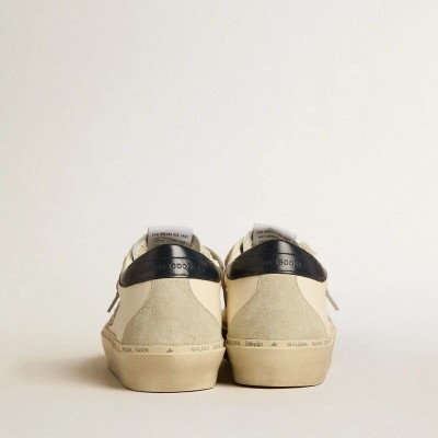 Golden Goose Hi Star In Nappa With Swarovski Crystal Star And Dark Blue Leather Heel Tab