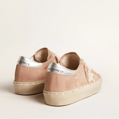 Golden Goose Hi Star In Pink Suede With Cream Star And Silver Leather Heel Tab Golden Goose Hi Star In Pink Suede With Cream Star And Silver Leather Heel Tab