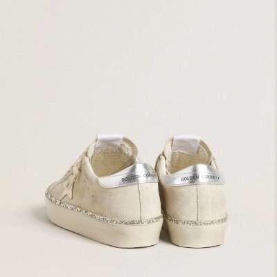 Golden Goose Hi Star In Suede With Silver Metallic Leather Star And Heel Tab Golden Goose Hi Star In Suede With Silver Metallic Leather Star And Heel Tab