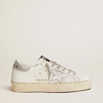 Golden Goose Hi Star With Star And Metallic Silver Heel Golden Goose Hi Star With Star And Metallic Silver Heel