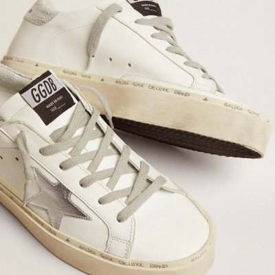 Golden Goose Hi Star With Star And Metallic Silver Heel Golden Goose Hi Star With Star And Metallic Silver Heel