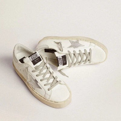 Golden Goose Hi Star With Star And Metallic Silver Heel Golden Goose Hi Star With Star And Metallic Silver Heel