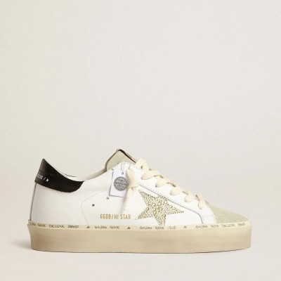 Golden Goose Hi Star With Swarovski Crystal Star And Black Heel Tab Golden Goose Hi Star With Swarovski Crystal Star And Black Heel Tab