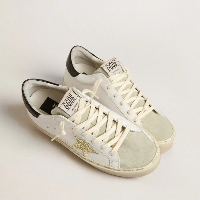 Golden Goose Hi Star With Swarovski Crystal Star And Black Heel Tab Golden Goose Hi Star With Swarovski Crystal Star And Black Heel Tab