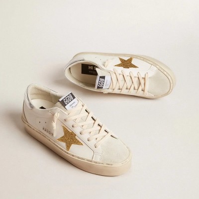 Golden Goose Hi Star With Swarovski Crystal Star And Silver Leather Heel Tab Golden Goose Hi Star With Swarovski Crystal Star And Silver Leather Heel Tab