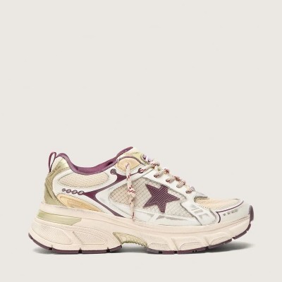 Golden Goose Lightstar Cny In White Mesh And Leather With Wine-Red Tpu Star Golden Goose Lightstar Cny In White Mesh And Leather With Wine-Red Tpu Star