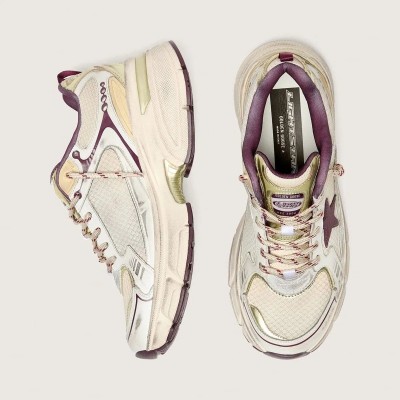 Golden Goose Lightstar Cny In White Mesh And Leather With Wine-Red Tpu Star Golden Goose Lightstar Cny In White Mesh And Leather With Wine-Red Tpu Star