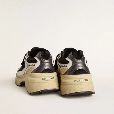 Golden Goose Lightstar In White Leather And Black Mesh With Black Tpu Star Golden Goose Lightstar In White Leather And Black Mesh With Black Tpu Star