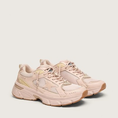 Golden Goose Lightstar With Pink Leather And Mesh Upper And Pink Star Golden Goose Lightstar With Pink Leather And Mesh Upper And Pink Star