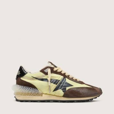 Golden Goose Marathon In Lime-Green Nylon With Black Star And Brown Suede Inserts Golden Goose Marathon In Lime-Green Nylon With Black Star And Brown Suede Inserts