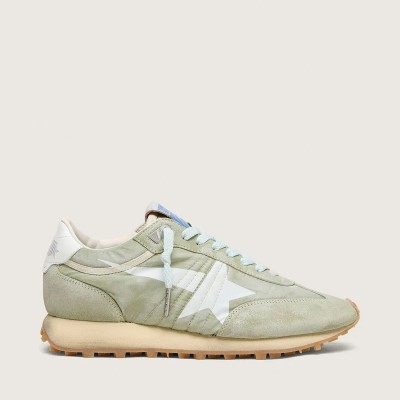Golden Goose Marathon In Sage-Green Nylon With White Star Golden Goose Marathon In Sage-Green Nylon With White Star