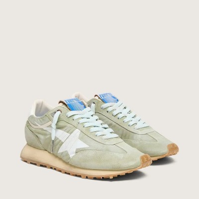 Golden Goose Marathon In Sage-Green Nylon With White Star Golden Goose Marathon In Sage-Green Nylon With White Star