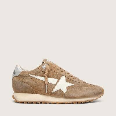 Golden Goose Marathon In Tobacco Suede With White Star Golden Goose Marathon In Tobacco Suede With White Star