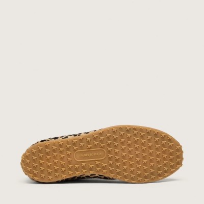 Golden Goose Marathon Speed In Beige And Black Leopard-Print Pony Skin With Black Leather Star Golden Goose Marathon Speed In Beige And Black Leopard-Print Pony Skin With Black Leather Star