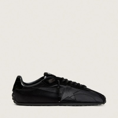 Golden Goose Marathon Speed In Black Satin With Black Star
